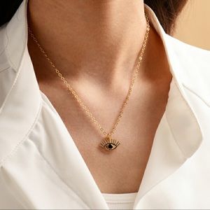 Dainty Nazar Evil Eye Necklace with black stone